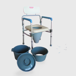 Medical Commode Wheelchair ST8024B with Trumpet Bucket