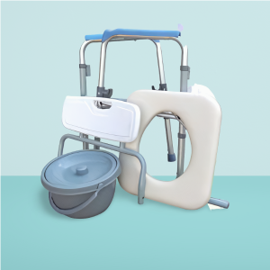 Medical Commode Wheelchair ST8024B with Trumpet Bucket