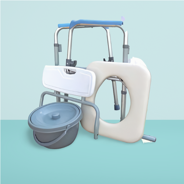 Medical Commode Wheelchair ST8024B with Trumpet Bucket