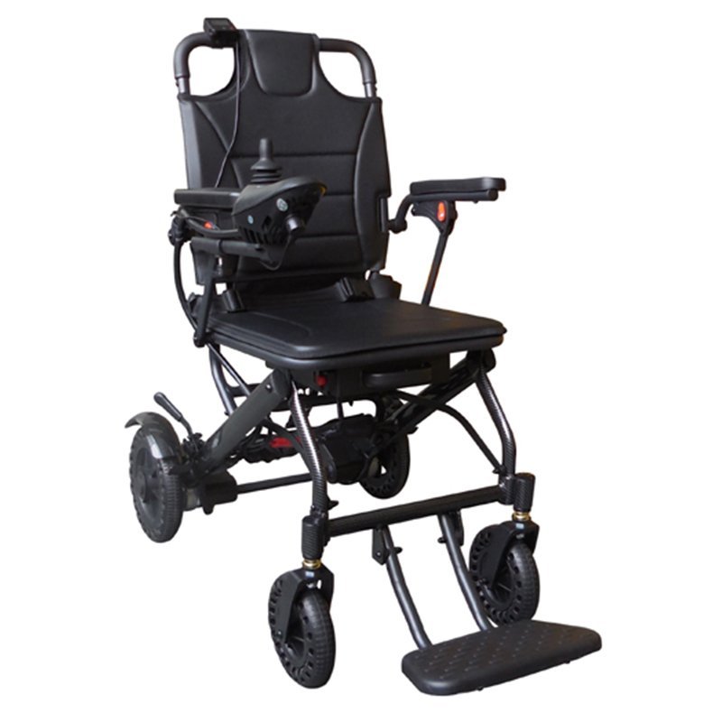 ST1022 Aluminum Folding Light Weight Power Wheelchair with Flip Up Armrest, 7inch PU castor, 10 inch Rear Wheel.